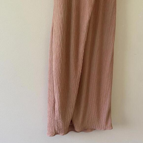 Lulus View and I Mauve Mauve Pink Tie-Back Faux-Wrap Midi Dress - Picture 4 of 9